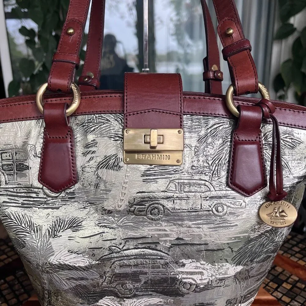 Brahmin RARE Limited Edition Jessie Vintage Copacabana Metallic Leather Tote